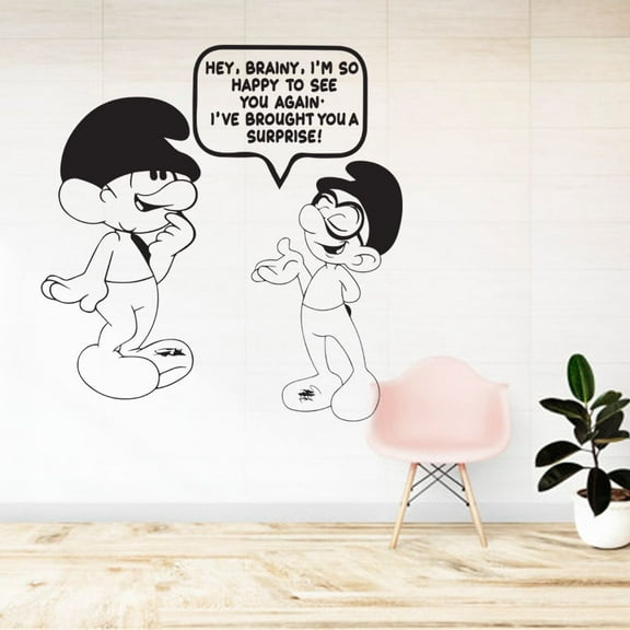 Brainy Smurf The Smurfs Cartoon Movie Character Wall Sticker Art Decal for Girls Boys Kids Room Bedroom Nursery Kindergarten House Fun Home Decor Stickers Wall Art Vinyl Decoration Size (30x27 inch