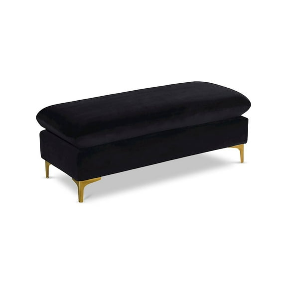 Meridian Furniture Naomi Black Velvet Ottoman