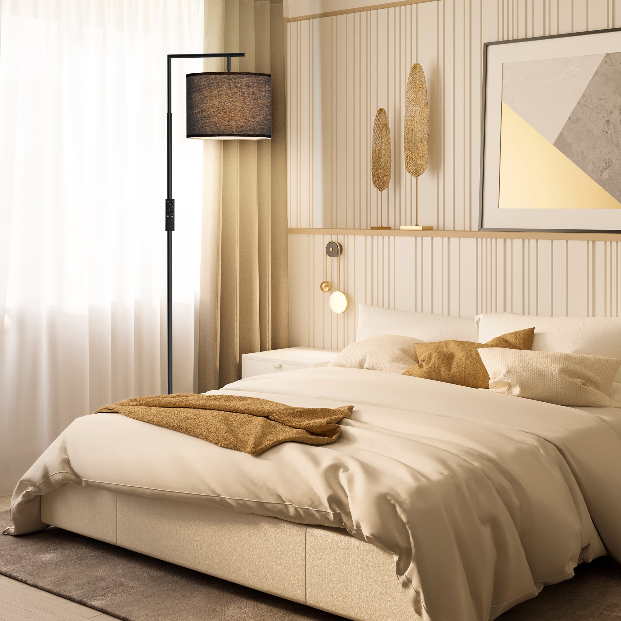 64'' Arched/Arc Floor Lamp with Remote Control and Bulb Included