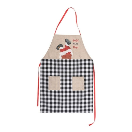 

Buodes Plus Size Apron Christmas Home Decoration Props Hanging Neck Double Pocket Apron