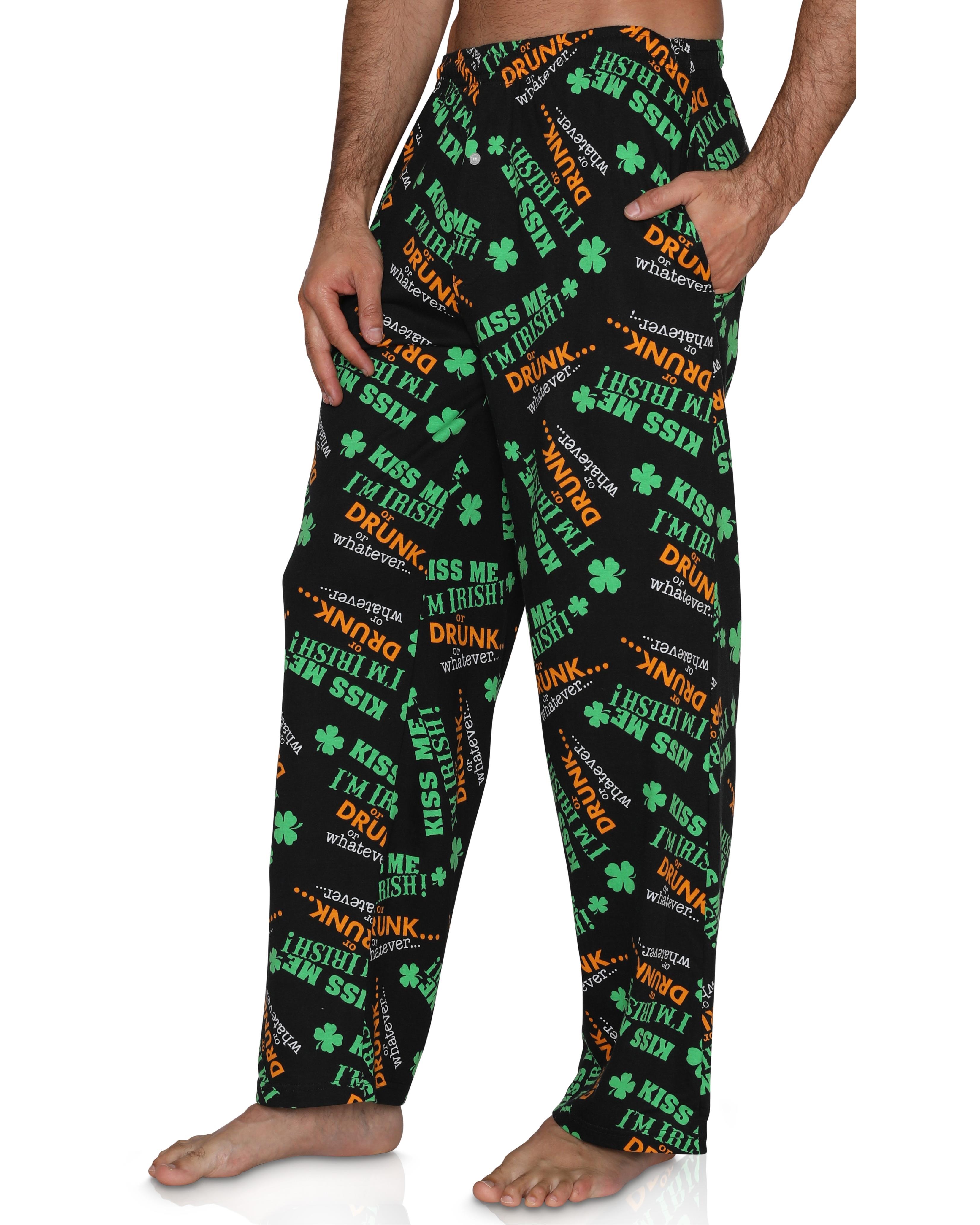 Fun Boxers Fun Boxer Mens Pajama Pants St.Patrick Green Lounge Pants