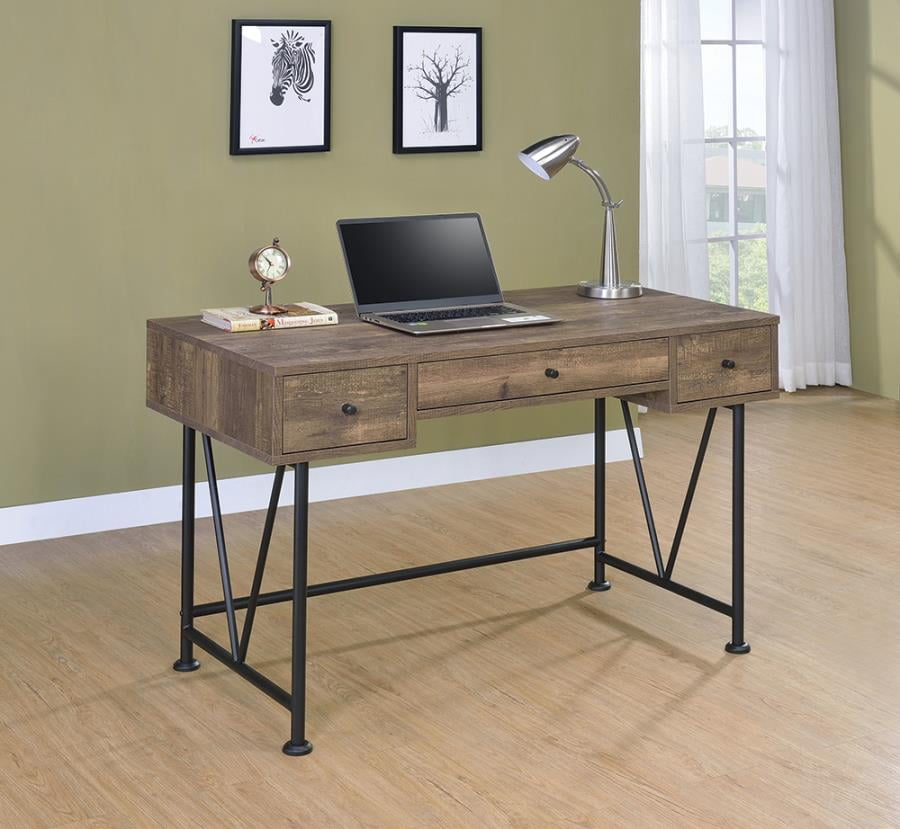 Analiese Rustic Oak ThreeDrawer Writing Desk
