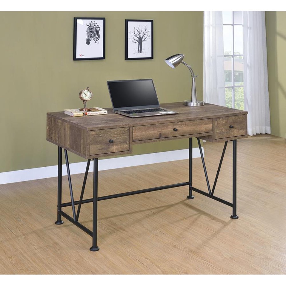 Analiese Rustic Oak ThreeDrawer Writing Desk