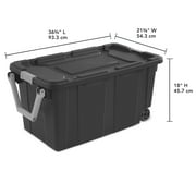 Sterilite Extra-Large Wheeled Industrial Storage Bin, 40 Gallon Durable Plastic Storage Tote with Latching Lid and Pull Handle, Dark Gray