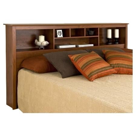 King Size Bookcase Headboard With Adjustable Shelf In Cherry Finish Walmart Com Walmart Com