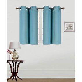 K30 Teal 2 Panel Silver Grommets Kitchen Tier Window Curtain 3