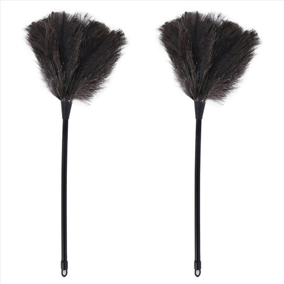 2X Plumero de Avestruz Plumeros con Manejar de Plástico Cepillo de Limpieza Herramienta de Limpieza Plumero Herramienta de Limpieza del Hogar