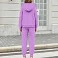 thumbnail image 4 of OGLCCG Girls 2 Piece Tracksuit Outfits Drop Shoulder Long Sleeve Hoodie and Sweatpants Lightweight Fleece Lined Sweatshirt Set with Pockets 4-15 Years, 4 of 4