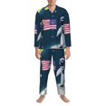 thumbnail image 3 of Balery Astronaut With USA Flag Pijama para Hombre de Dos Piezas con Manga Larga, Conjunto de Dormir y Descanso Suave con Bolsillos-Large, 3 of 7