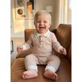 thumbnail image 6 of Cjfdfy Cute Baby Boy Spring Fall Winter Clothes Bewborn Baby Boy Going Home Outfit 0 3 6 12 18 Months Textured Collared Romper Long Sleeve Half Button-up One Pieces Jumpsuit, 6 of 9