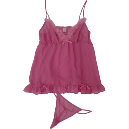 

Womens Pink Opaque Fur Chemise Nightie Nightgown Night Gown Lingerie Teddy