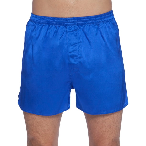 Intimo Mens Classic Silk Boxers, Royal Blue, Large 