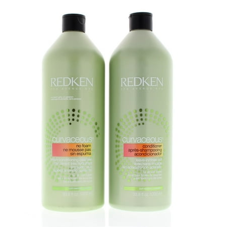 Redken Curvaceous No Foam Highly Conditioning Cleanser and Condtioner 33.8 oz/1000 ml Set