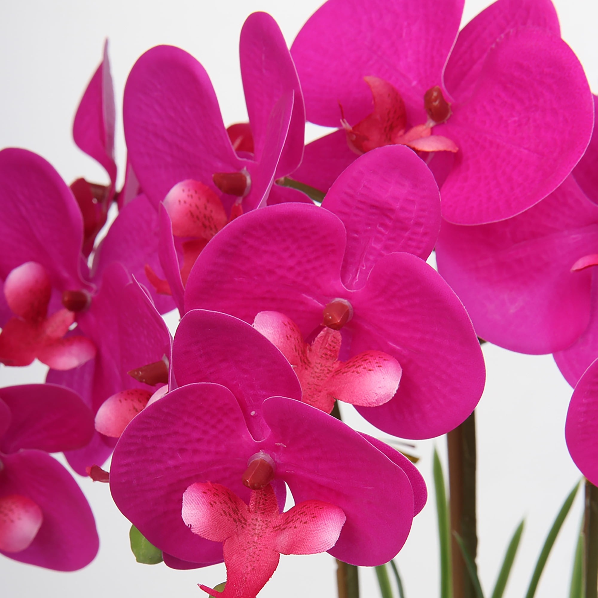 Briful Orchids Artificial Flowers 18" Purple Phalaenopsis Large Orchid with Silver Ceramic Pots Silk Faux Orchid Arrangement for Home Office Bathroom Living Room Table Decoration