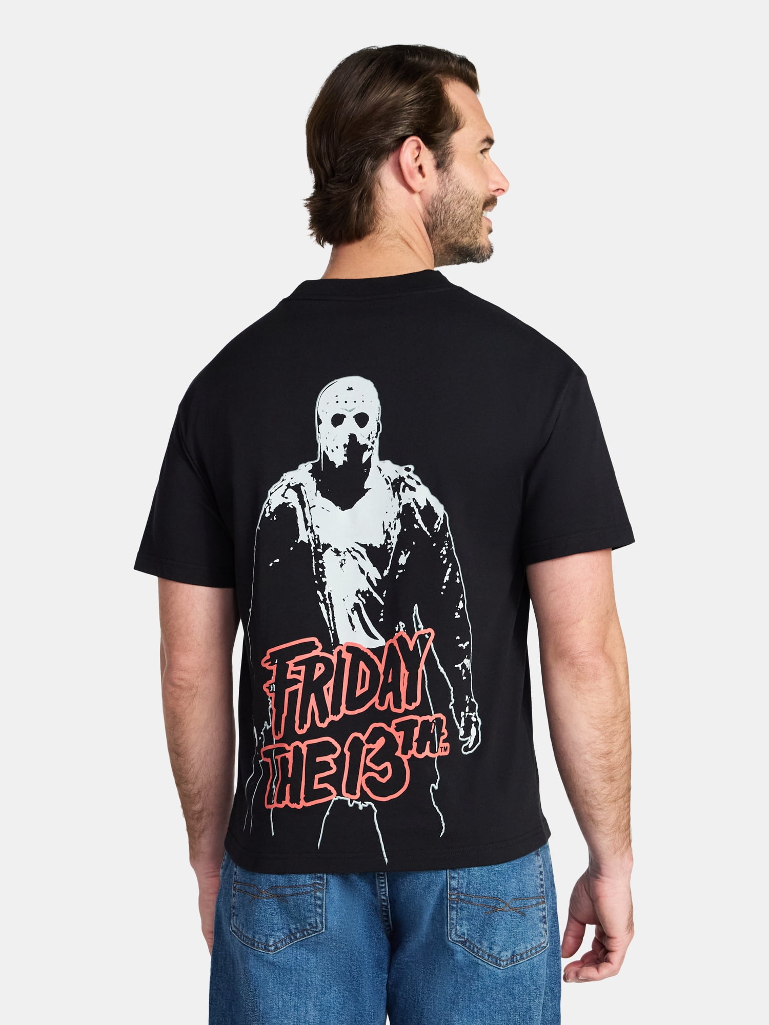 Friday the 13th Men's and Big Men's Cropped Graphic Tee, Sizes XS-3XL