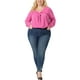 thumbnail image 2 of Agnes Orinda Blusa Casual de Manga Larga Sólida de Invierno para Mujeres Talla Grande 2X Rosa Fucsia, 2 of 6