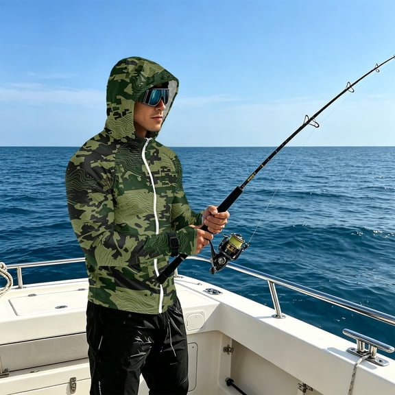 Men's Full Zip UPF 50 Sun Protection Hoodie Long Sleeve Camo Shirts with Pockets Light Jacket Lightweight Hoodies for Men