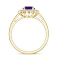 thumbnail image 4 of Natural Classic Oval Amethyst Halo Engagement Ring with Moissanite in 925 Sterling Silver/ Yellow Gold Plated Wedding Anniversary Birthstone Jewelry Gift Ring Size 5, 4 of 4