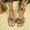Khaki, variant on Women's Flat Sandals with Chain Ankle Strap, Gold Metal Accent, Open Toe Slides Orange 9(42)
