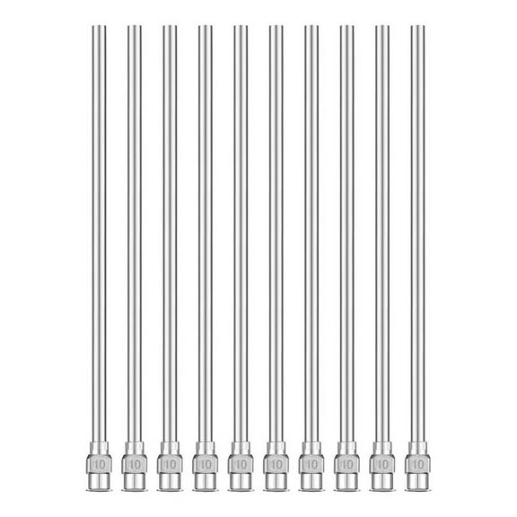 Symkmb 10 Pcs Blunt Tip Dispensing Needles 4 Inch, 12 Gauge Stainless Steel Blunt Needles Fluid Applicator 10G Metal Silver