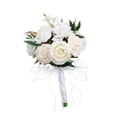 thumbnail image 2 of Dama de honor nupcial sosteniendo ramo de centro de mesa Dama de honor sosteniendo ramo artificial falso Blanco, 2 of 9