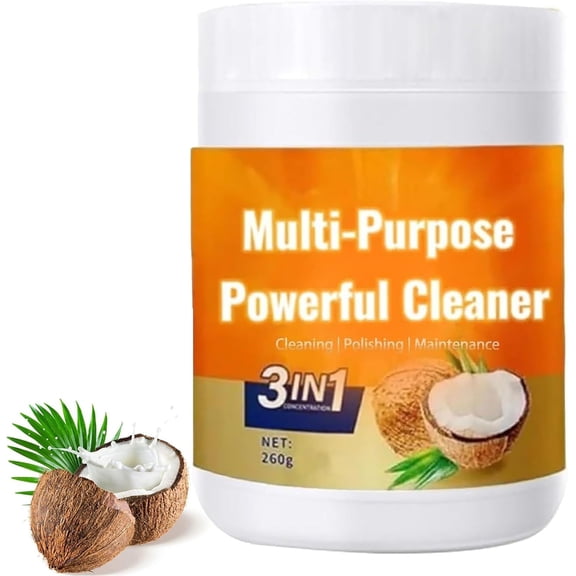 Multi-purpose Powerful Cleaner , Coconut Oil Cleaning Paste, 3 in 1 Powerful Cleaner & Stainless Steel Polish, Surface Safe No Residue for Oven, Pot, Pan, Stove, Sink & Cookware