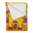 thumbnail image 2 of Animal Cartoon Soft Flannel Fleece Throw Blanket, Funky Floral EasternColorful Hand Drawn Fantasy, Cozy Plush for Indoor and Outdoor Use, 50" x 70", Multicolor, by Ambesonne, 2 of 5