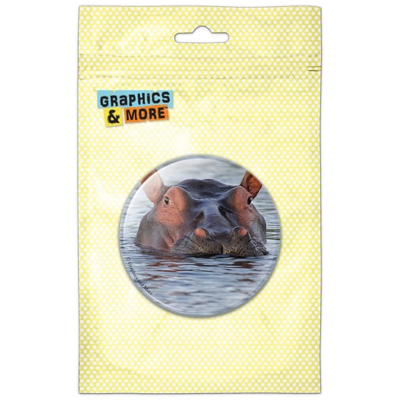 Hippopotamus in Water Pinback Button Pin Badge