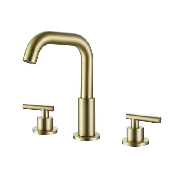 360 Degree Rotatable Bathroom Widespread Sink Faucet, Brushed Gold Three Basin Faucet