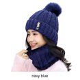thumbnail image 2 of Qarigey Gorro de punto, cálido y elegante, esencial para invierno, varios colores, sombreros para mujer, gorros de invierno, gorro Sombreros azul oscuro, 2 of 6
