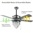 thumbnail image 3 of 52" Modern Sliver Crystal Ceiling Fan with Dimmable Light, 3-Speed Reversible Ceiling Fan with Remote, 3 of 10