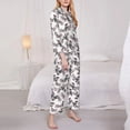 thumbnail image 3 of Honeii Bird print Women's Pajama Sets Long Sleeve Button Down Sleepwear Nightwear Soft Pjs Lounge Sets-Small, 3 of 7
