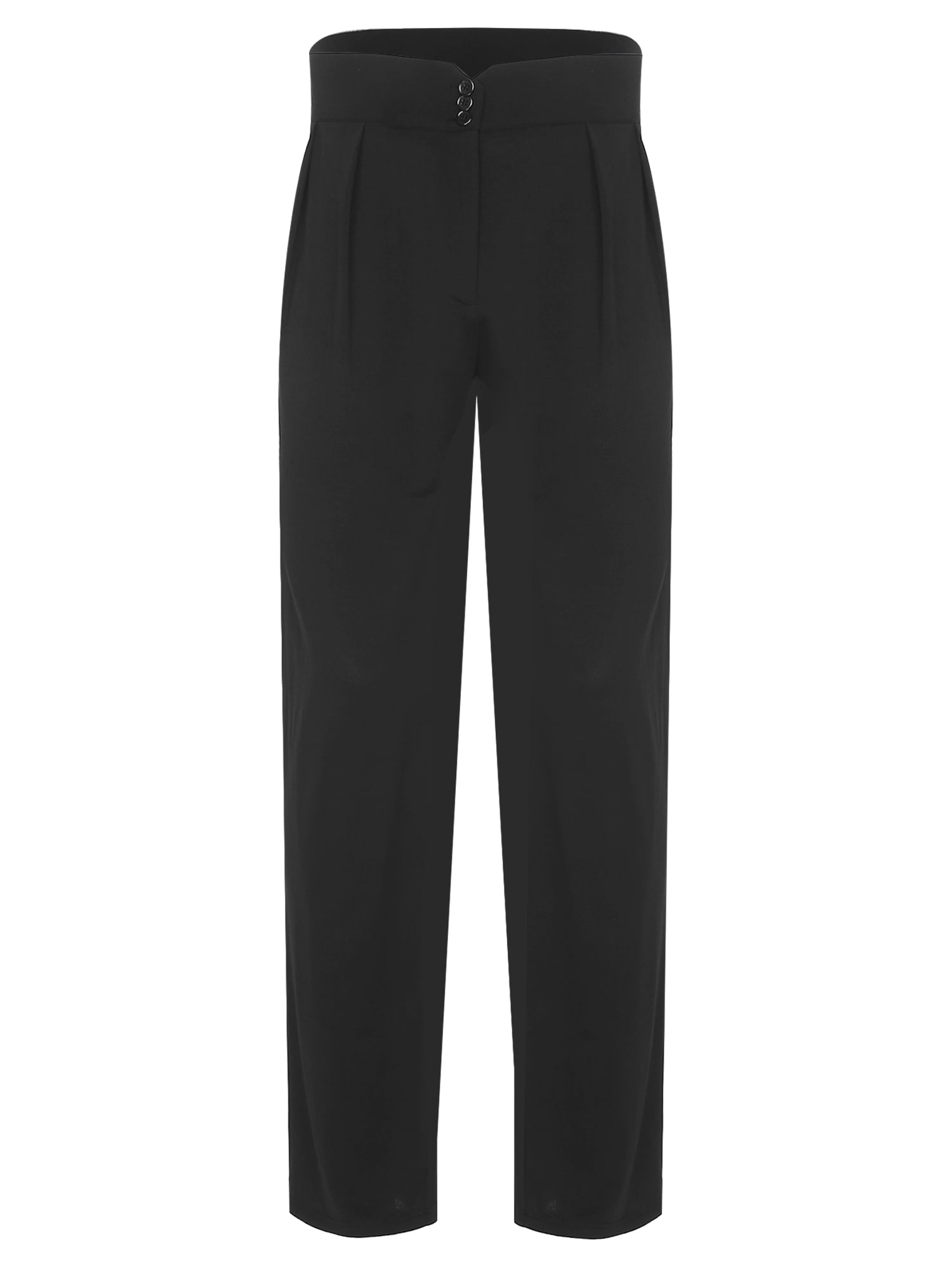 Pantalon De Danse Latine Homme - Taille Haute, Noir, Polyester/Élasthanne