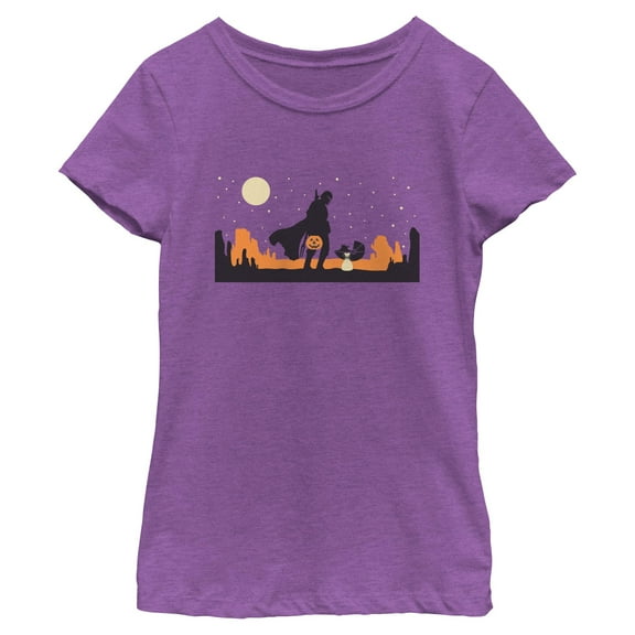 Girls Star Wars: The Mandalorian Grogu and Din Djarin Trick or Treat T Shirt