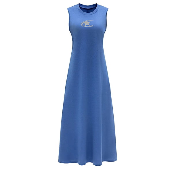 Vestido largo de verano para mujer, vestido de verano transpirable de una línea para uso diario y vacaciones S