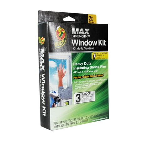 Duck MAX Heavy Duty Indoor Window Insulation Kit, Film Insulates Three 3’ x 5’ (Best Window Insulation Kit)