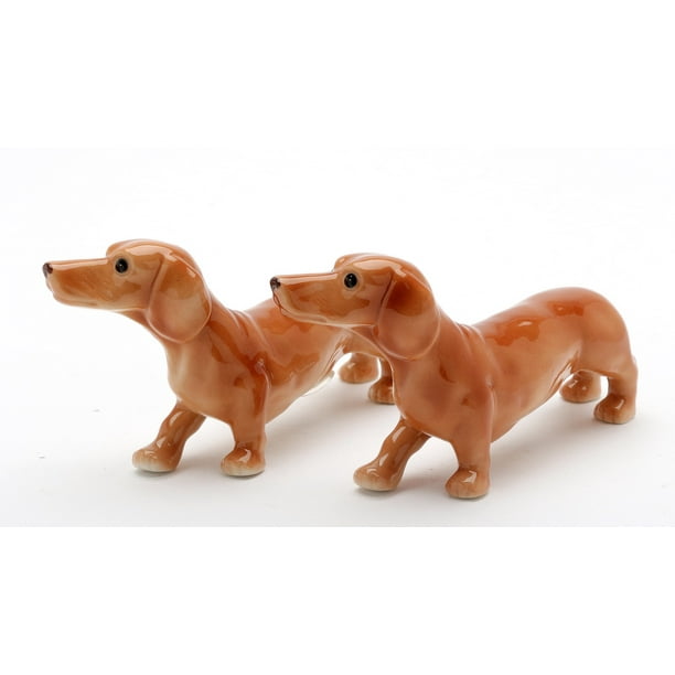 Pair of Brown Dachshunds Ceramic Salt and Pepper Shakers Dog Pets 20768