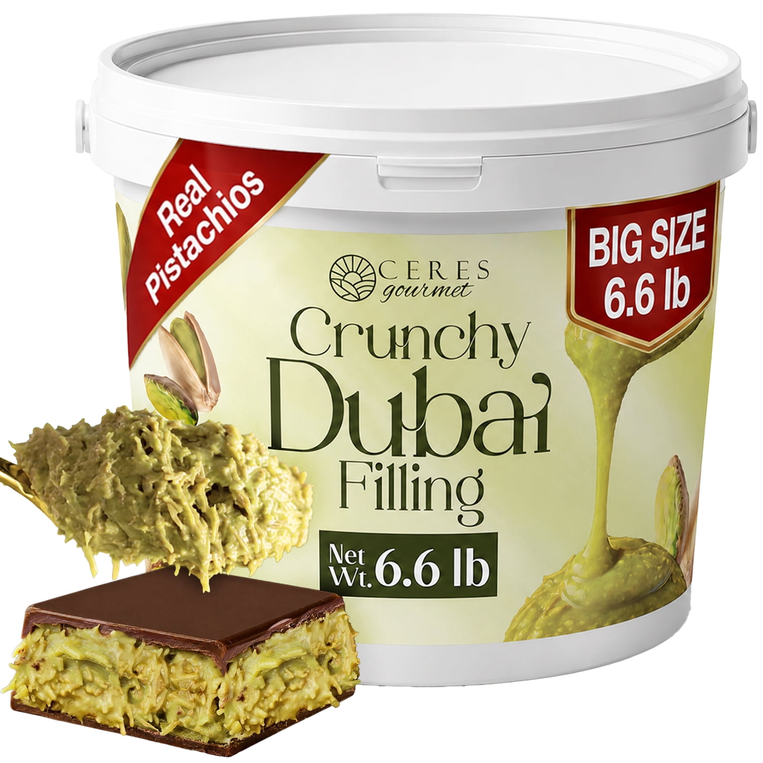 Ceres Gourmet Pistachio Cream with Kataifi Dubai Chocolate Filling 1 Count 105.6 oz