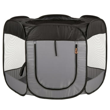 FurHaven Pet Products Medium Portable Mesh Playpen Pop-Up Enclosure For Dogs & Cats, Black
