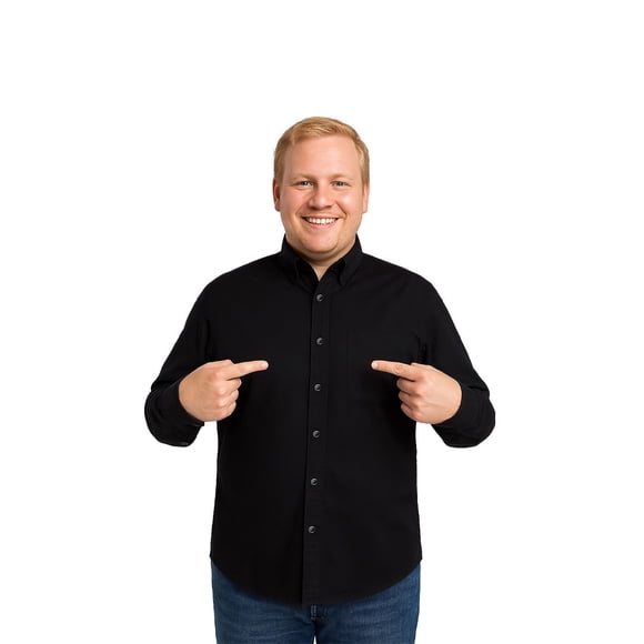 Big Kong Camisa Tallas Grandes Hombre Negra Lisa Oversize Manga Larga
