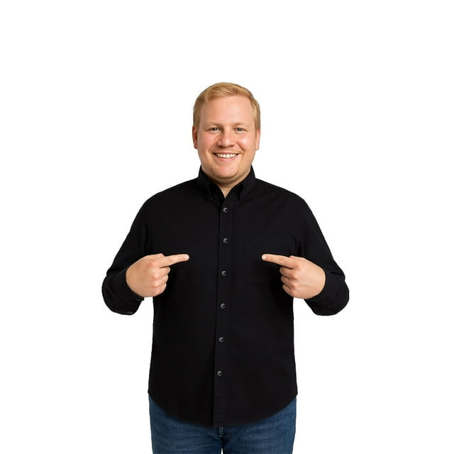 Big Kong Camisa Tallas Grandes Hombre Negra Lisa Oversize Manga Larga