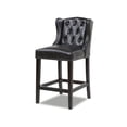 thumbnail image 2 of Home Square 2 Piece Tufted Leather Counter Stool Set in Vintage Black and Brown, 2 of 11