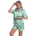thumbnail image 5 of DAKIMOE Womens Silk Satin Pajama Set Valentines Pajamas Short Sleeve Shirt with Shorts 2 Piece Pjs Sets Soft Silky Sleepwear Nightwear Button-Down Loungewear S-XL, 5 of 7