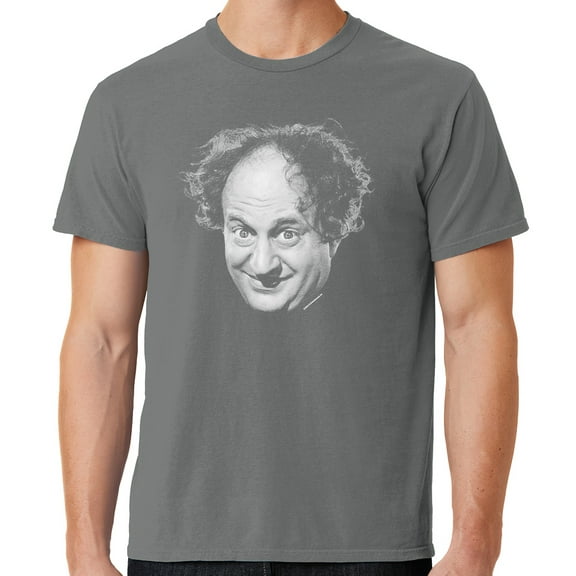 Mens Larry Fine Face Three 3 Stooges Tee Shirt, XL Pewter Grey