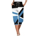thumbnail image 7 of QATAINLAV Capri Pants for Women Casual Cropped Soft Sweatpants Outdoor Drawstring Waist Joggers Shorts Trendy Geometric Prints Yoga Pants with Pockets Blue XXL, 7 of 7