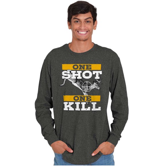 Hunters One Shot Buck Hunting Long Sleeve TShirt Men Women Brisco Brands S
