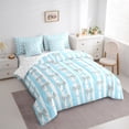 thumbnail image 3 of Homewish Kawaii Bow 7pcs Bedding Comforter Set for Boys Girls,Blue White Stripes Queen Bedding Sets Super Cozy,Polka Dots Queen Sheet Sets,Luxury Bedroom Decor,Reversible, 3 of 8