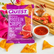 (4 pack) Quest Nutrition Tortilla Style Protein Chips, 19g Protein, Spicy Sweet Chili Flavor, Baked, Single 1.1oz Bag