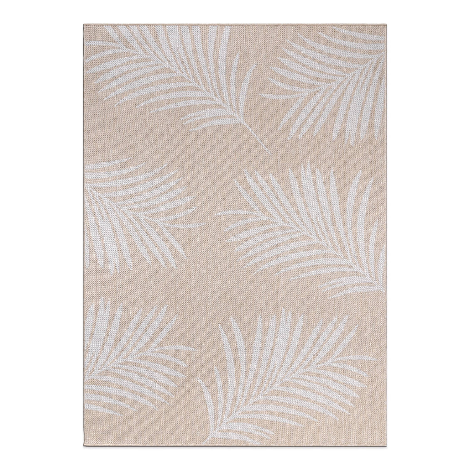 World Rug Gallery Contemporary Palm Leaves Textured Flat Weave Indoor/Outdoor Area Rug - NATURAL 5' X 7'