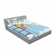 thumbnail image 3 of Star Bedding Set with Sheet & Covers, Girl on Ladder Hanging a Star in the Night Sky with Half Moon Cartoon Picture, Printed Bedroom Decor 2 Shams, 4 Sizes, Yellow Blue, by Ambesonne, 3 of 3